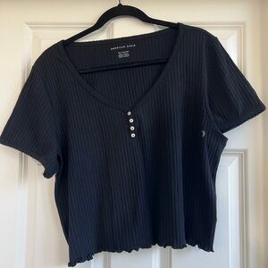 American Eagle Outfitters Black Ribbed Top